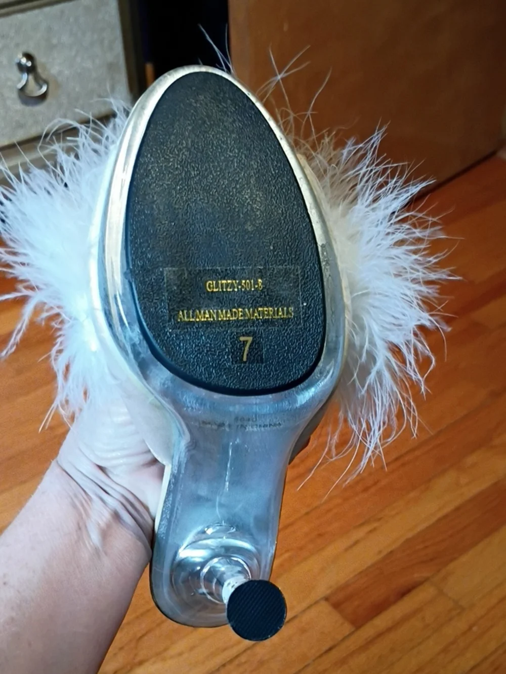 Pleaser Super Rare New White Maribou Size 7